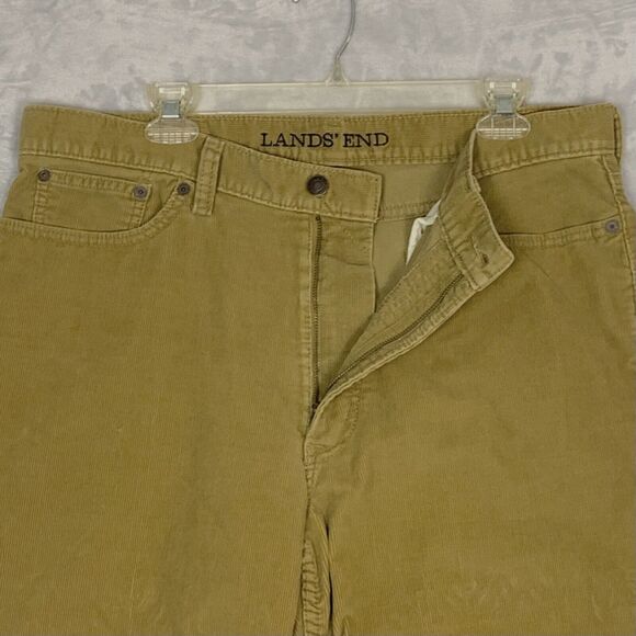 Lands End Pants Mens 37 X 28 Beige Chino Corduroy Khaki Casual Preppy - Picture 3 of 8